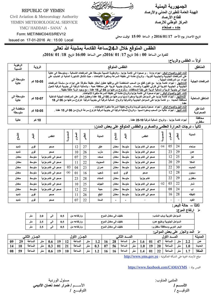 الطقس الاثنين 18 يناير2016
