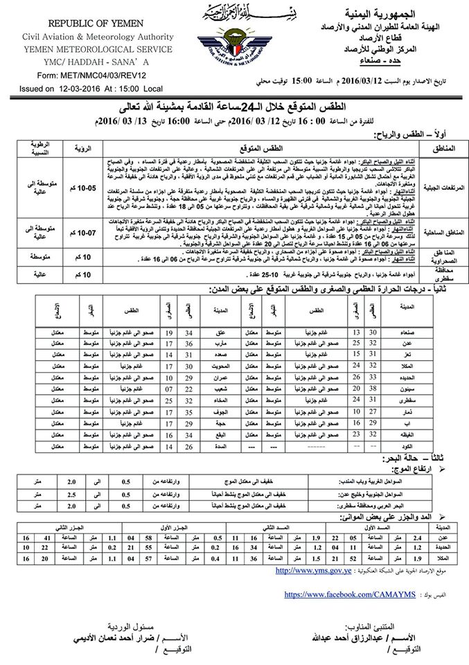 الطقس الاحد 13 مارس2016