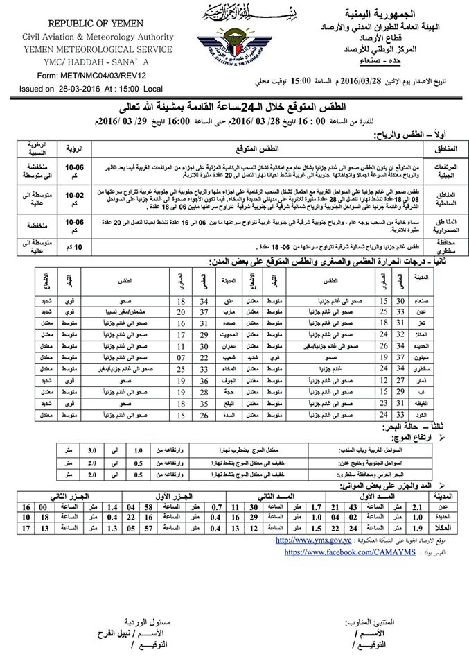 الطقس الثلاثاء 29 مارس2016