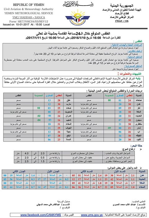 الطقس الاربعاء 11 يناير2017